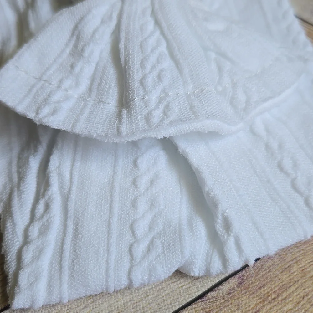 White Cable Knit Baby Bow Headband Soft Stretch Nylon Infant & Toddler Headwrap